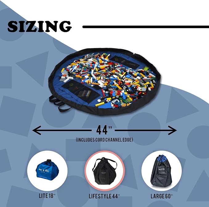 Lay-n-Go Layflat Portable Drawstring Cinch Storage Toy & Mini Figures Organizer & Play Mat, Mesh Pockets, Home & Travel, Kids & Toddlers Playdates, 2 Straps for Backpack, Durable, Machine Washable - Image 6