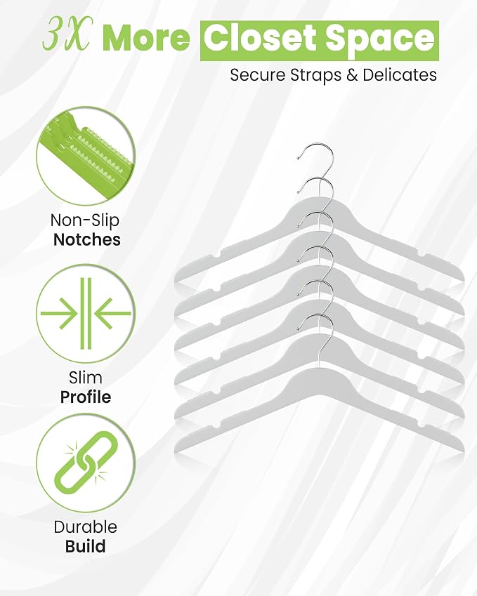 All Hung Up Hangers Slim Plastic Clothes Hangers, Space-Saving Design with Non-Slip Grip, Durable for Everyday Use, Smokey Clear, 36 pcs - Image 2