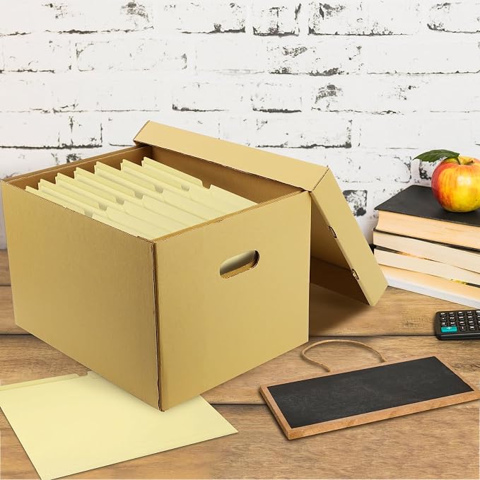 Lineco, Archival Storage Cartons, Acid-Free, 12x15x10 in, Tan, Pack of 5 | Ready-To-Assemble Filing Boxes for Organizing and Storing Documents, Prints, or Photos, Buffered Corrugated Board - Image 3