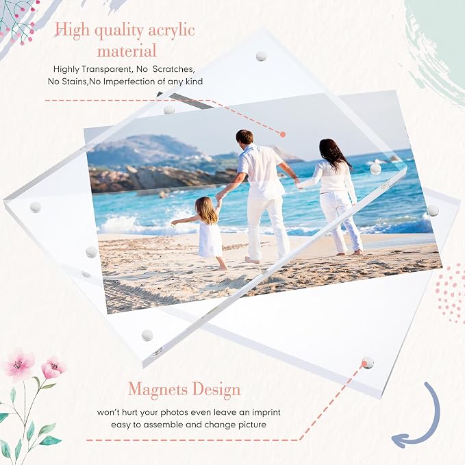 Handepo 30 Pack 4 x 6 Acrylic Picture Frames Bulk Clear Acrylic Magnetic Photo Frames 20mm Thick Double Sided Frameless Freestanding Display for Photos Cards Bedroom Living Room Home Office - Image 3