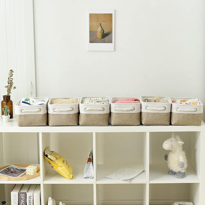 Small Storage Baskets for shelves,Fabric Storage Baskets for closet,rectangular Collapsible baskets for organizing clothes,books,gifts - Image 3