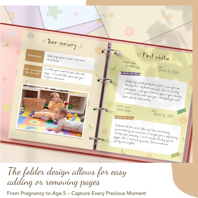 Kasfalci Baby Memory Book – Baby Book Keepsake Pregnancy Journal, Gender Neutral Photo Album and Milestone Scrapbook for Boy or Girl to Record Memories from Pregnancy to Age 5,Newborn Books - Image 2