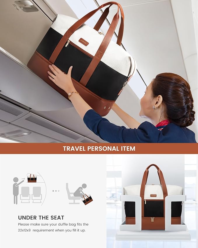 LOVEVOOK Weekender Bag for Women, Large Duffle Bag for Travel with 2 Packing Cubes, Carry on Overnight Bag with Shoe Compartment, Mom Hospital Bags for Labor and Delivery - Image 6