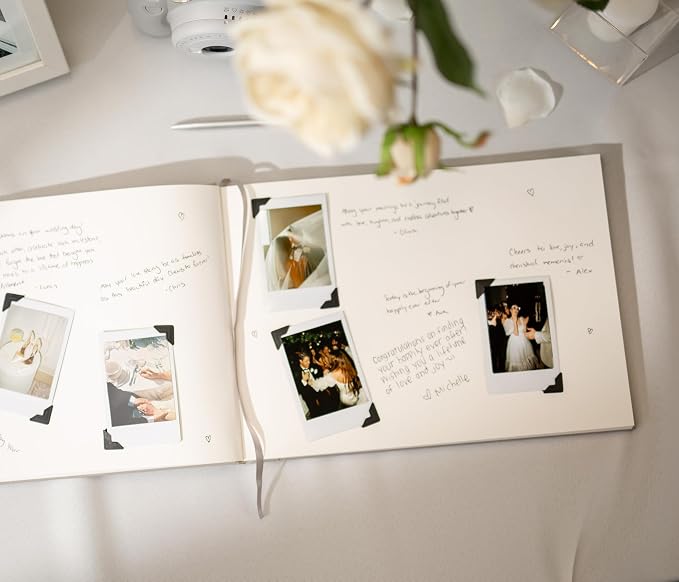Personalized Guestbook in Bronze Shimmer - Premium Custom Modern Guest Book for Wedding Reception, Birthday Party or Events w/Bookmark Blank Pages for Signing 11.5 x 8.5 inches - Image 6