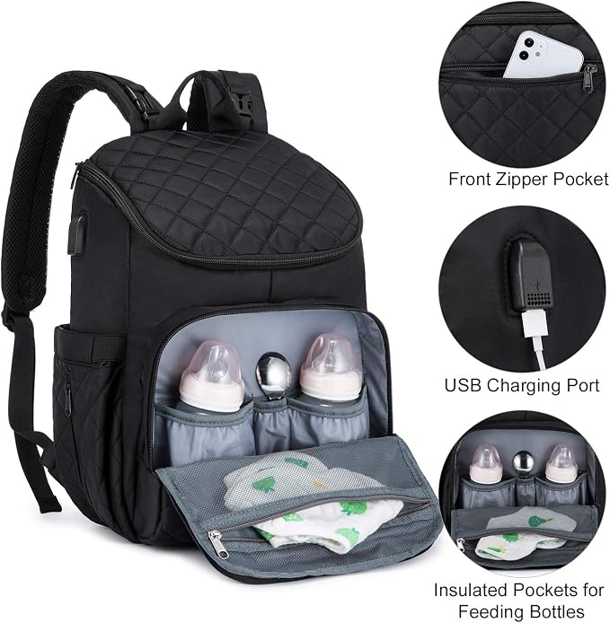 LOVEVOOK Diaper Bag Backpack Large Capacity Baby Bag with Portable Changing Pad, Multifunction Baby Travel Backpack - Image 5