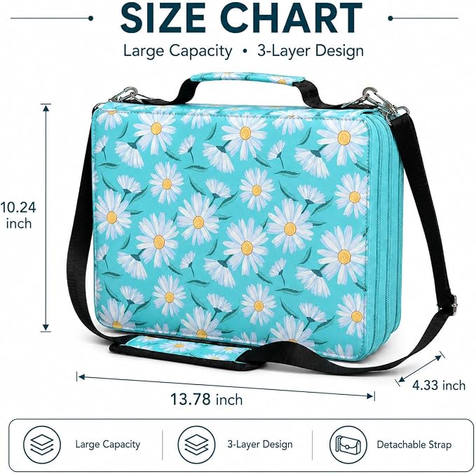 168-Slot Marker Organizer Bag, 3-Layer Case with Strap | 168-slot 3-layer marker bag in twill Oxford fabric with handle, detachable strap, smooth zipper for studio and outdoor use. - Image 2
