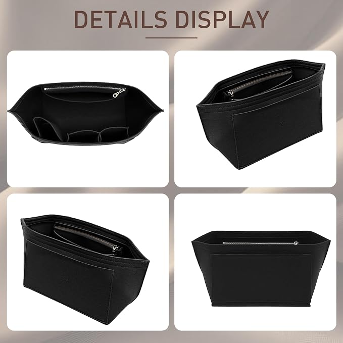 Purse Organizer Insert for Longchamp Le Pliage Tote, Large Bag Organizer with YKK Zipper Pocket & Cup Holder, Handbag Shaper for Women, Fits Original/Green/Energy L Tote, Black-WL - Image 7