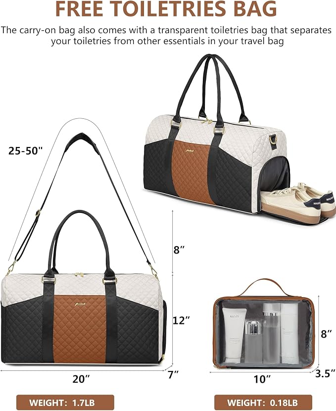 Women Weekender Travel Duffle Bag: Travel Duffel Overnight Bags with Shoe Compartment Large Carry on Tote with Toiletry Bag Weekend Traveling Yoga Gym Hospital Bag for Women with Wet Pocket - Image 3