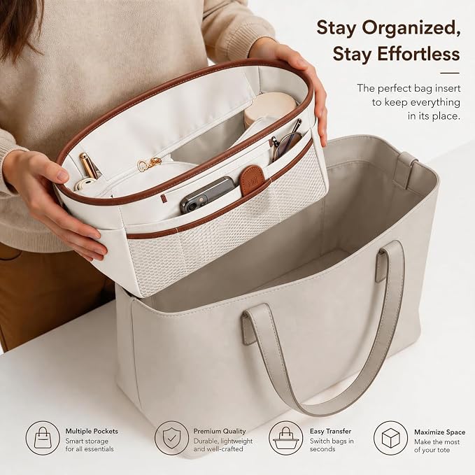 GIVLEFLY Purse Organizer Insert for Tote Bag, 11.42 Inch Satin Bag Organizer with Zipper Pocket, Multi Pocket Handbag Organizer - Image 5