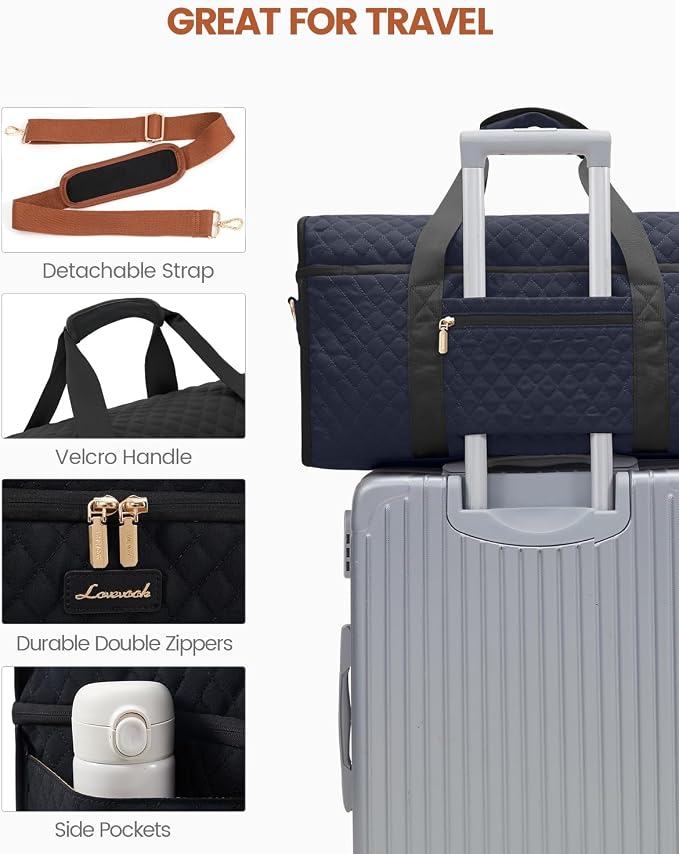 LOVEVOOK Travel Duffle Bag - Weekender & Overnight Bag with Toiletry & Wet Pocket, Carry-On Size, 3pc Set - Image 5
