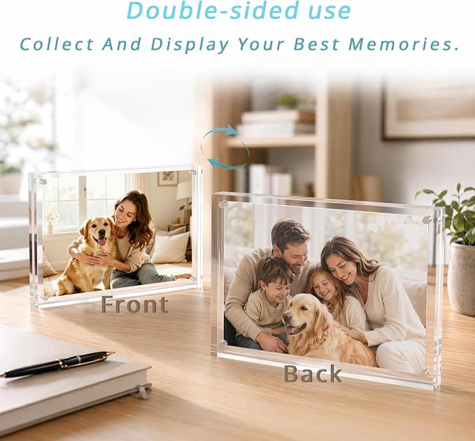 Meetu Acrylic Picture Frame 5x7 Tabletop Photo Frame Magnetic Double Sided Frame Free Standing Desktop for Display Document, Certificate, Photograph, Artwork in Office Room - Image 5
