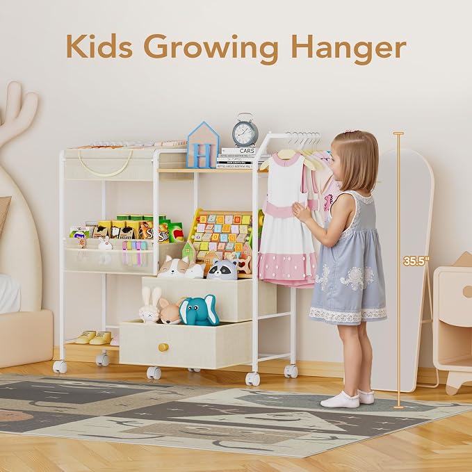 BBLIKE Diaper Caddy Organizer with Hanging Rack - 3 Tier Rolling Baby Storage Cart with Drawers and Side Pockets for Newborn Diaper Organization for Nursery, Crib, Bedroom, Changing Table, Beige - Image 5