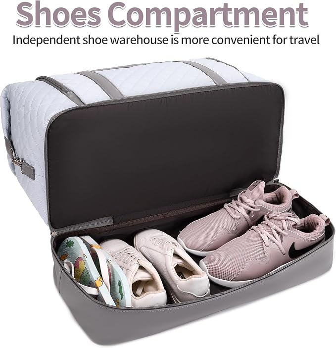 Weekender Bag, Large Travel Duffel Bag for Women, Carry on Overnight Bag with Shoe Compartment and Toiletry Bags - Image 8