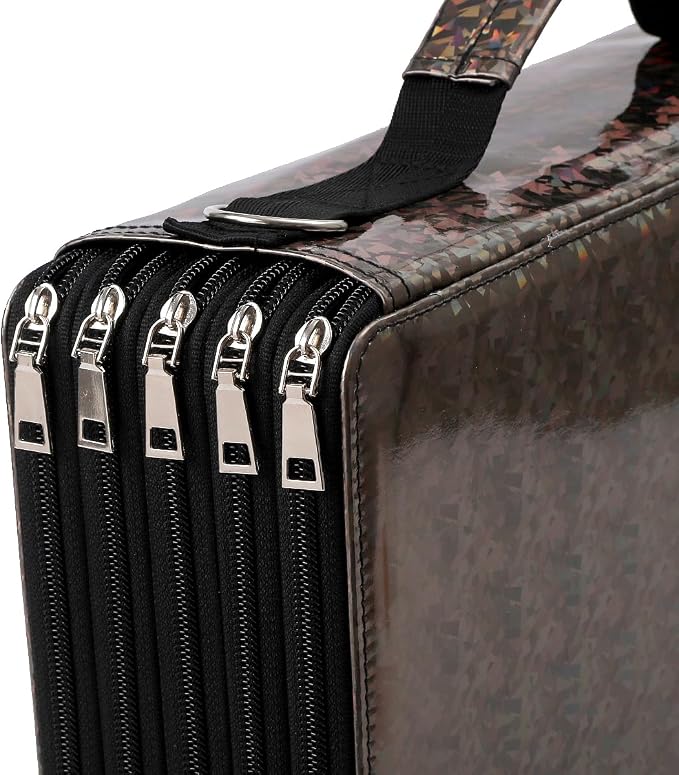 Large Capacity Colored Pencil Case - 500 Individual Slots PU leather with Zipper Closure Portable Organizer for Watercolor Pencils Ideal for Artists（Black） - Image 2