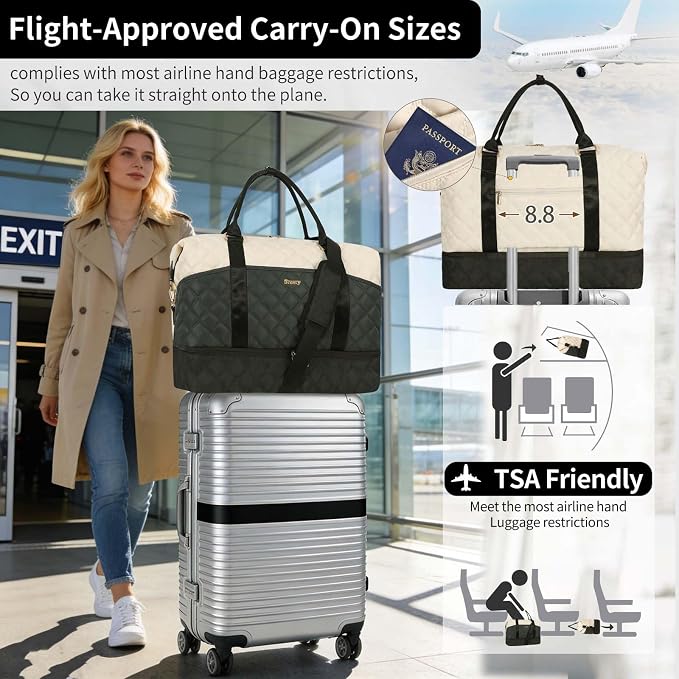 Weekender Bag, Large Travel Duffel Bag for Women, Carry on Overnight Bag with Shoe Compartment and Toiletry Bags - Image 5
