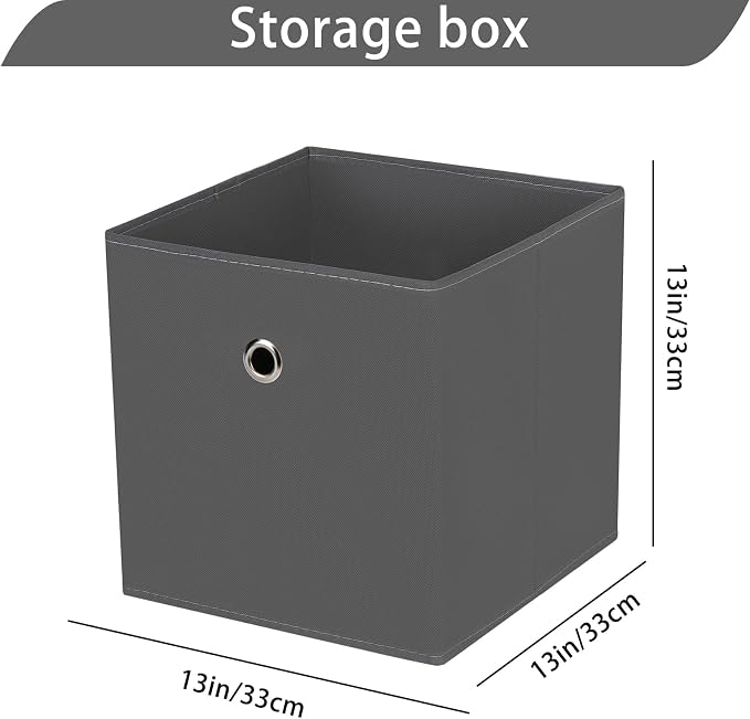 13x13x13 storage cube bins,collapsible fabric storage cubes Decorative storage basket,13 inch Record cube storage box for shelves,clothing,shelf,drawer,bathroom organizer,Set of 3 (Grey) - Image 2