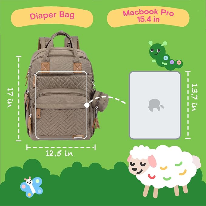 iniuniu Baby Diaper Bag Backpack, 4 in 1 kit Large Capacity Travel Backpack | Waterproof Backpack for Moms Dads,Travel Backpack with Pouch,Washable Changing Pad, Baby Essentials - Image 6
