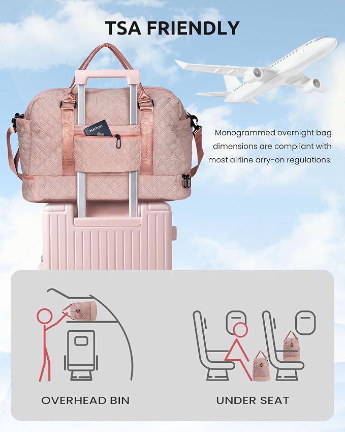 Gift for Girls-5 6 7 8 9 10 11 12 13 14 15 16 Year Old-Duffle Bags | with Shoe Compartment, Personalized Weekender Bag, Travel Bag with Makeup Bags, Gifts for Women Birthday Unique (Letter H) - Image 4