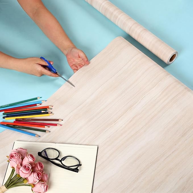 Kolldenn 2 Rolls Light Wood Grain Fabric Bulletin Board Paper Roll 4 x 12 ft Extra Large Non Woven Waterproof Roll Fade Resistant for DIY Craft Drawing Painting Classroom Decor(Light Wood Grain Style) - Image 4