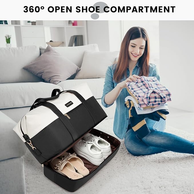 LOVEVOOK Weekender Bag for Women, Large Duffle Bag for Travel with 2 Packing Cubes, Carry on Overnight Bag with Shoe Compartment, Mom Hospital Bags for Labor and Delivery - Image 4