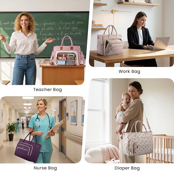 LOVEVOOK Work Tote Bags for Women,Laptop Teacher Bag With File Organizer | Large Cup Holder,Teacher Tote Bag,Nurse Bags,Multi-Pockets Professional Briefcase Business Purses Handbag - Image 2