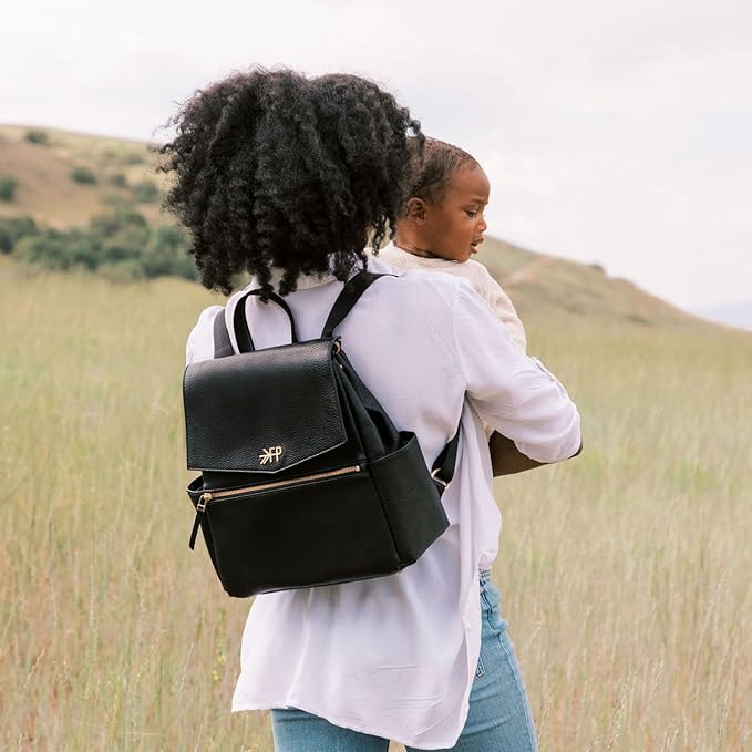 Freshly Picked Mini Diaper Bag II Backpack – Premium Vegan Leather Small Baby Bag without Changing Pad, Compact, Lightweight & Stylish for Moms On-the-Go, Ebony - Image 2