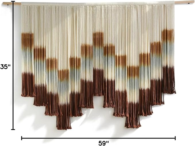 Macrame Wall Hanging Large Tie-Dye Geometric Fiber Wall Art Decor 57"W*35"L | Geometric Wall Hanging, Large Macrame Art, Handwoven Fiber Tapestry, Boho Decor, for Living Room Bedroom - Image 8