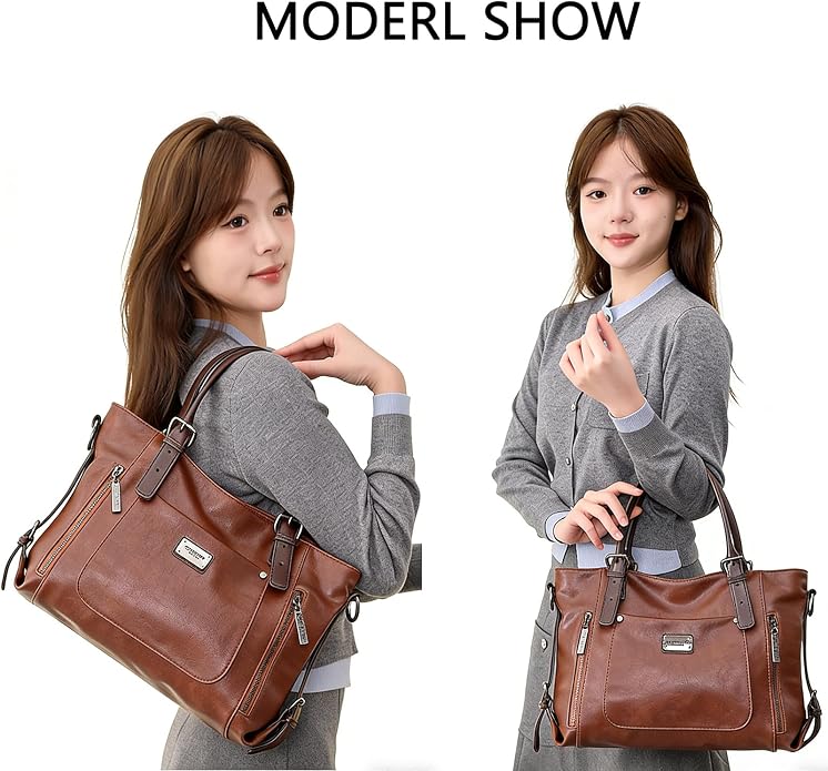 Handbags and Purses for women Vegan Leather Tote Bag for Women Satchel Shoulder Bags Travel Purse with Compartments - Image 2