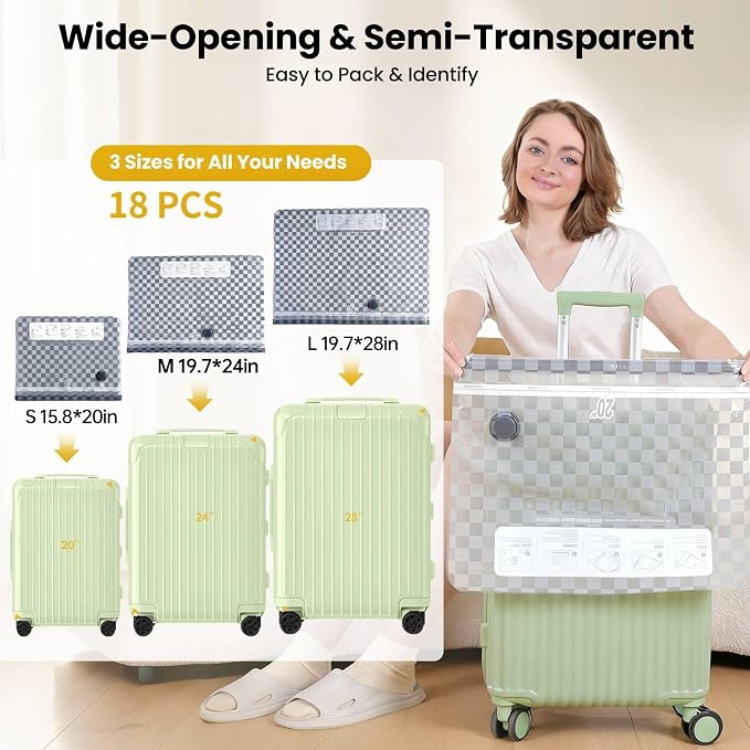 Travel Essentials set, Vacuum Bags for Travel with Digital Display air Pump,18 PCS Combo Size for Luggage and Suitcase,Space Saver for Clothes（20"x6PCS+24"x6PCS+28"x6PCS) - Image 7