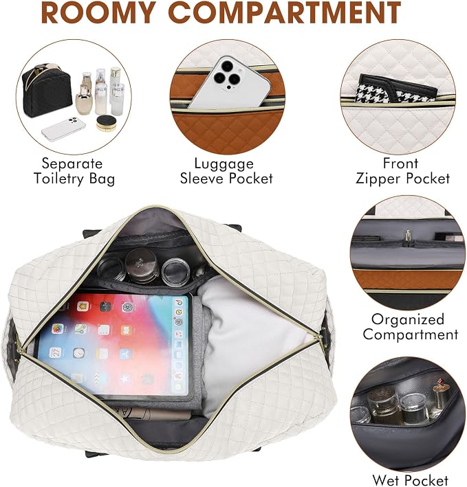 Travel Duffle Bag Weekender for Women - Carry-On Overnight Bag Personal Item Bag with Shoe Compartment & Wet Pocket Large Weekend Tote Bags with Toiletry Bag Hospital Bags for Labor and Delivery - Image 4