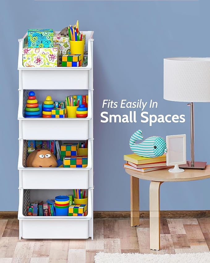 Skywin Stackable Storage Bins Open Front for Pantry Storage, 4 Pack - White | Sturdy Plastic, Easy Stacking, Open Front Access, Ventilated Sides, Vertical & Space Saving Pantry Organizers and Storage Bin - Image 5