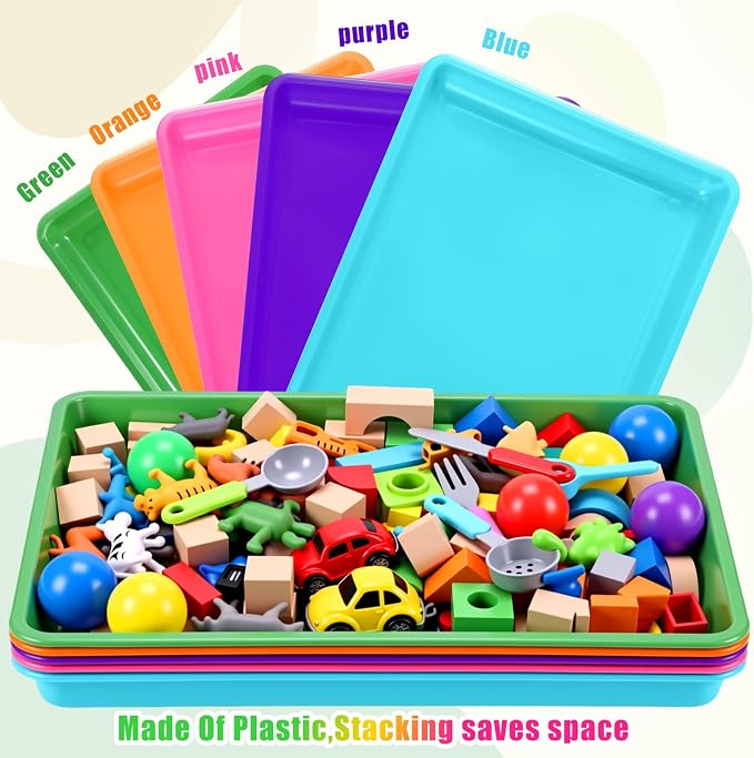 Maitys 15 Pack Plastic Art Trays 12 x 16 Inch Activity Crafts Trays Sensory Tray DIY Projects, Painting, Beads, Jewelry Office Home Organizer Arts and Crafts Supplies(Vibrant Color) - Image 4