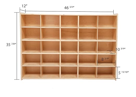 Contender 25 Cubbies Storage Cabinet with Assorted Color Trays, Kids Toys, Art and Craft Shelving Unit, Hardwood Shelf for Kindergarten, Homeschool, Office - Image 3