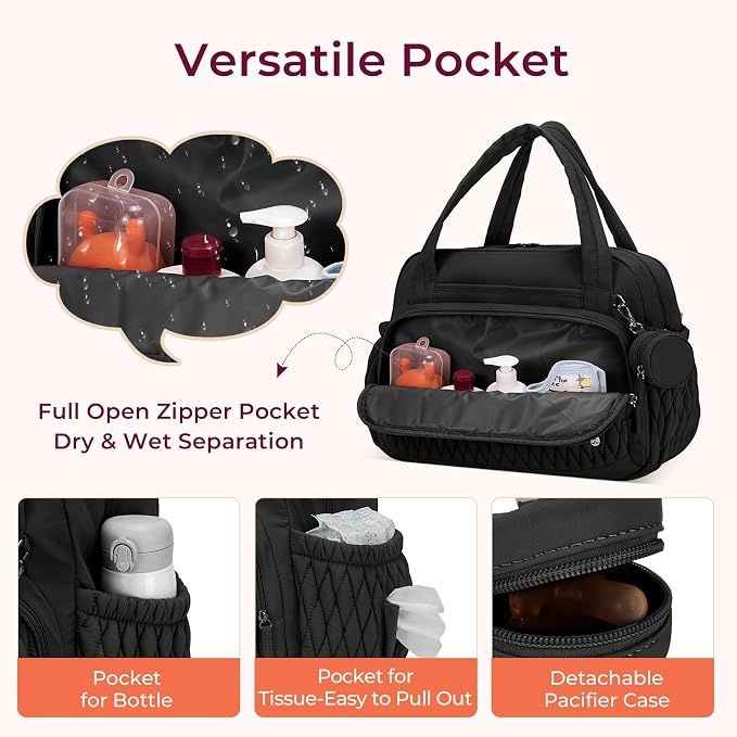 Telena Tote Diaper Bags, Travel Crossbody Large Capacity Hospital Bag for Women Labor Delivery with Pacifier Case - Image 5