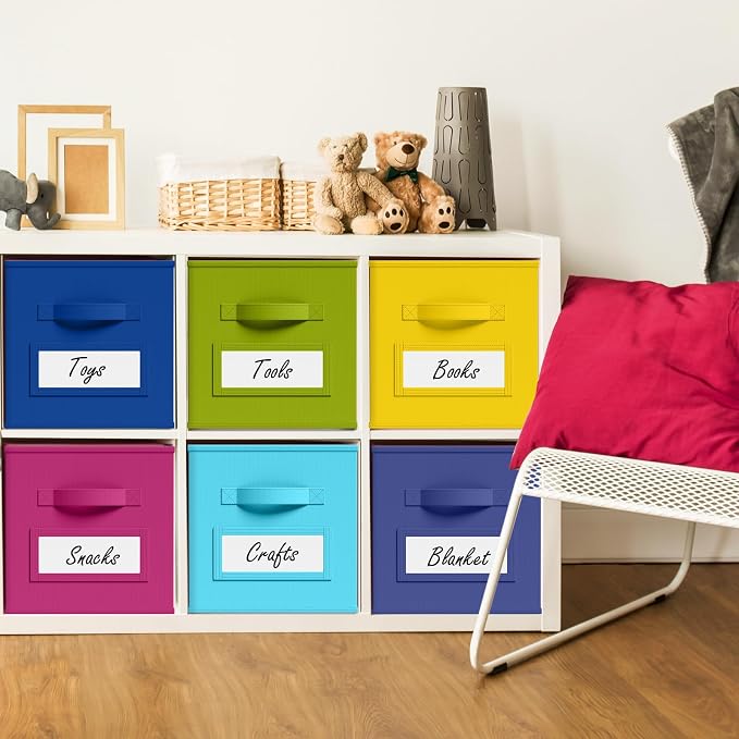 Teenyyou 10 Pack Fabric Storage Cubes 11 Inch Collapsible Cube Bins with Label Window & Handle Foldable Organizers Baskets for Shelf Closet Nursery Kids Room Clothes Book Toy(Candy) - Image 2