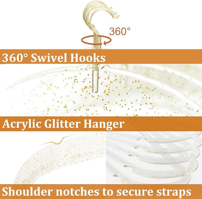 Clear Clothes Hangers 16", 20 Pack Plastic Coat Hanger for Adult Closet, Durable Ganchos de Ropa with Swivel Hook, Thin Space Saving Perchas de Plástico for Spaghetti Strap Dress Suit - Image 4