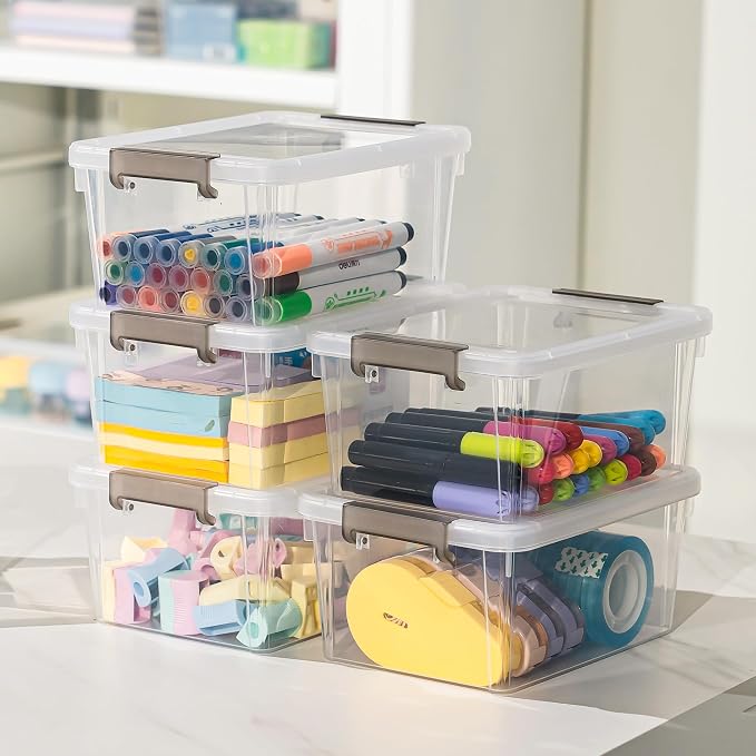 8Packs 3.2Qt Small Clear Storage Bins with Lids, Plastic (Pack of 2) - Image 4