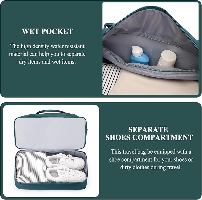 Weekender Bags for Women, Personal Item Travel Bag with Shoes Compartment | Overnight Travel Duffel Bag with Toiletry Bag, Airplane Friendly Carry-On Bag - Image 4