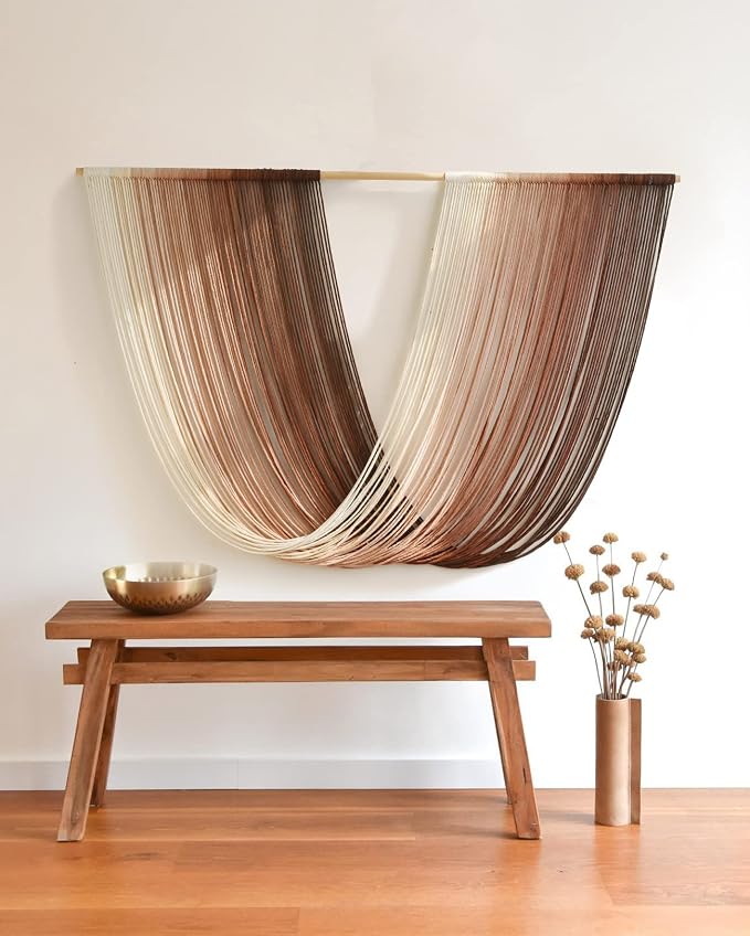 Flber Tie-Dye Macrame Wall Hanging Large Bohemian Yarn Tapestry Wall Décor,59" Wx 35" L | Large Dip Dye Design, Living Room Sofa Backdrop, Bedroom Boho Accent, Handwoven Yarn Texture, Statement Fiber Wall Art - Image 4