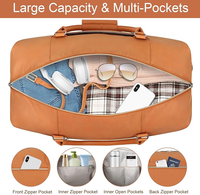 ITIEZY Weekender Bag for Women 21.5" Travel Duffel Large Carry On Bag 3PCS | Nylon Duffel Bag with Waterproof Shoe Compartment, Crossbody Bag and Toiletry Bag, Travel Weekend Hospital Overnight Gym Bag - Image 3
