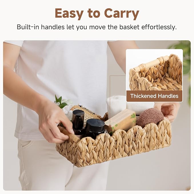 StorageWorks Toilet Paper Storage Baskets, Living Room Organizers | Scalloped Wicker Basket for Living Room, Decorative Scalloped Baskets for Storage, Wicker Baskets for Organizing and Decor - Image 4