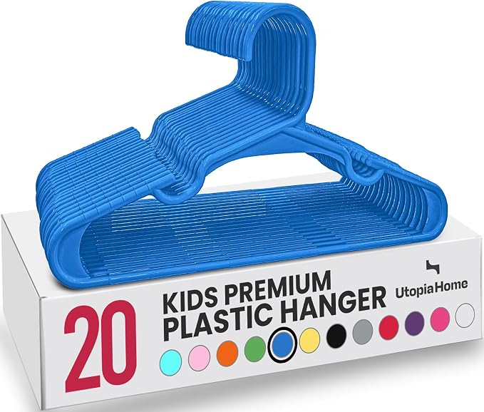 Utopia Home Kids Hangers 20 Pack – 11.5 Inch Baby Closet Hangers Blue | Plastic baby hangers | Fits children's & infant clothes | Gentle on delicate garments by UTOPIAHOME