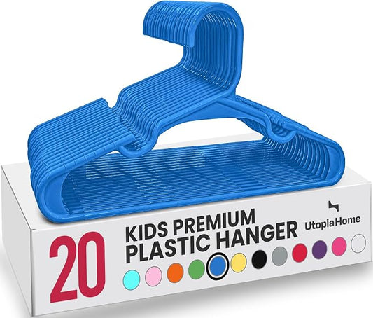 Utopia Home Kids Hangers 20 Pack – 11.5 Inch Baby Closet Hangers Blue | Plastic baby hangers | Fits children's & infant clothes | Gentle on delicate garments by UTOPIAHOME