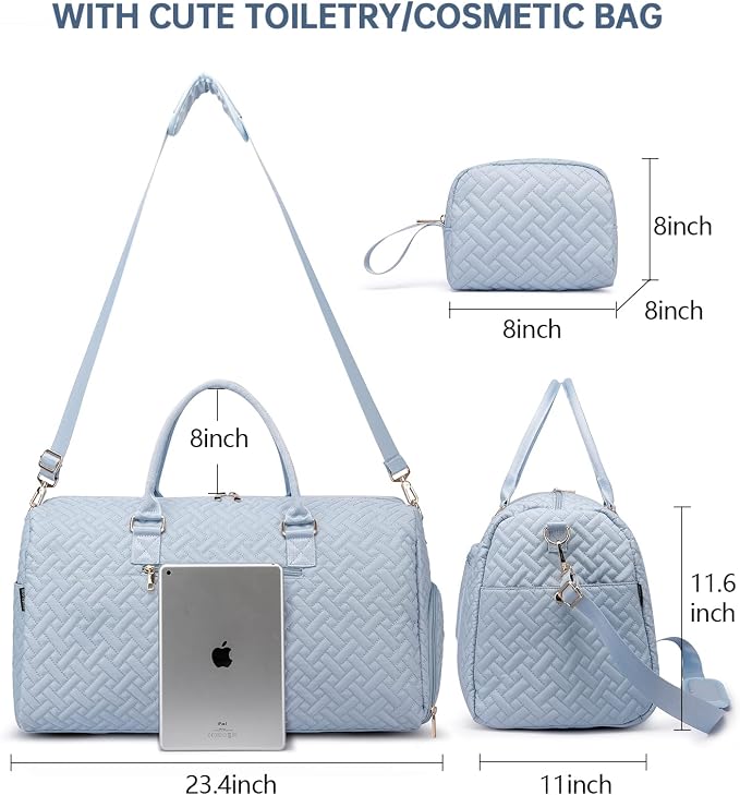 Duffle Bag for Travel, Weekender Bag with Shoe Compartment, Carry On Overnight Bag for Women with Toiletry Bag, Gym Bag with Wet Pocket, Hospital Bags for Labor and Delivery Beige - Image 5