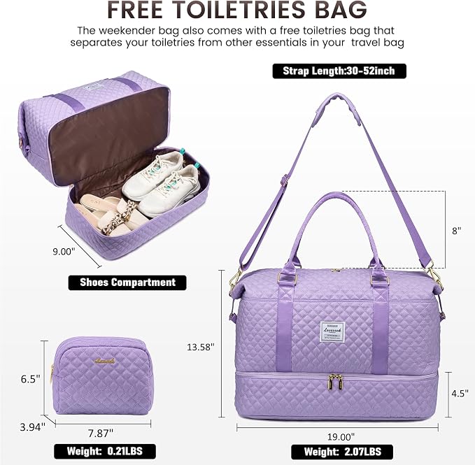 LOVEVOOK Travel Duffle Bag,Weekender Bags for Women with Shoe Compartment，Carry on Overnight Bag with Toiletry Bag,Gym Duffel Bag with Wet Pocket, Hospital Bags for Labor and Delivery - Image 3