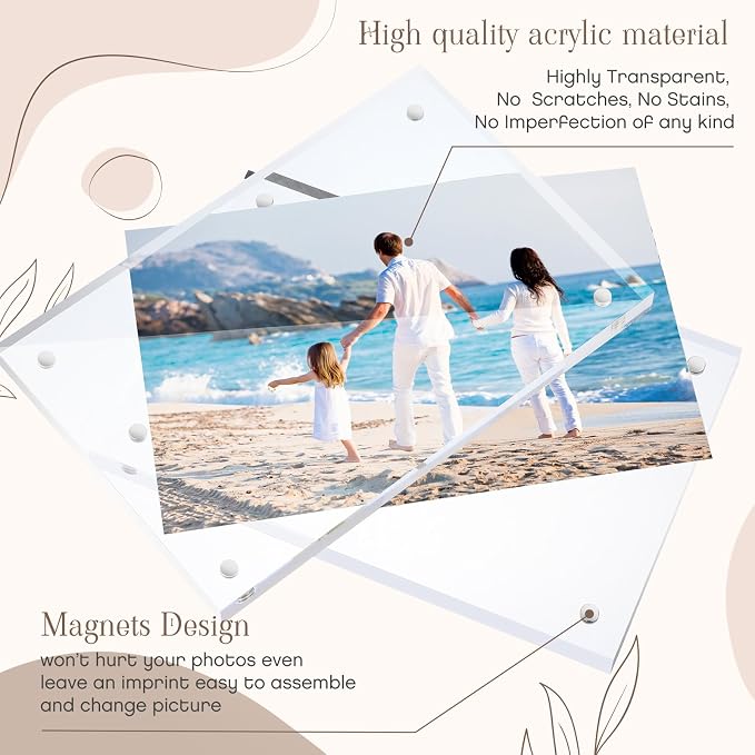 Handepo 30 Pack 5 x 7 Inch Clear Acrylic Picture Frames Double Sided Magnetic Photo Frames 20mm Thickness Frameless Desktop Display Freestanding for Bedroom Living Room Home Office - Image 3
