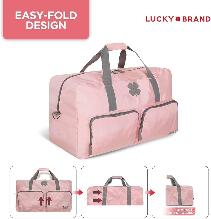 Lucky Brand Large Duffle Bag for Travel, Foldable Weekender Duffel bag | Travel Overnight Duffel bag, Adjustable Shoulder Strap, Front Zip Pockets, Spacious Capacity, Unisex Lightweight Travel Bag - Image 3