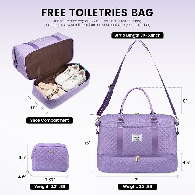 LOVEVOOK Travel Duffle Bag,Weekender Bags for Women with Shoe Compartment，Carry on Overnight Bag with Toiletry Bag,Gym Duffel Bag with Wet Pocket, Hospital Bags for Labor and Delivery - Image 2