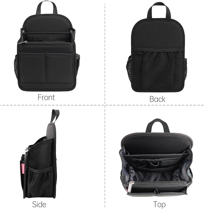Mini Premium Rugged Backpack Purse Organizer Insert for Women Fashion Small Backpack-19 Pockets,Padded Water-repellent Nylon-Black - Image 9