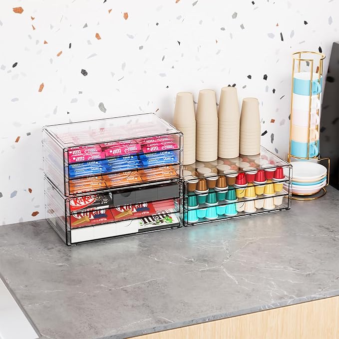 11.1 Inch Long Clear Drawer Organizers Stackable,3 Pack Small Acrylic Drawers,School,Office Supplies Organizer And Storage Bins for Stationery,Marker,Pen,Pencil,Craft Desktop Storage Drawers - Image 2